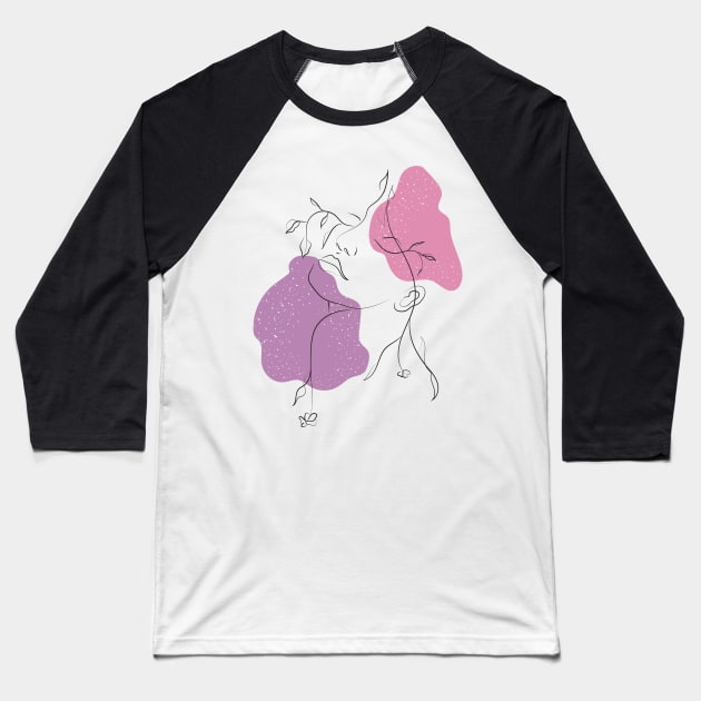 Lady Floral Abstract Sketch | Positivity Baseball T-Shirt by Art by Ergate